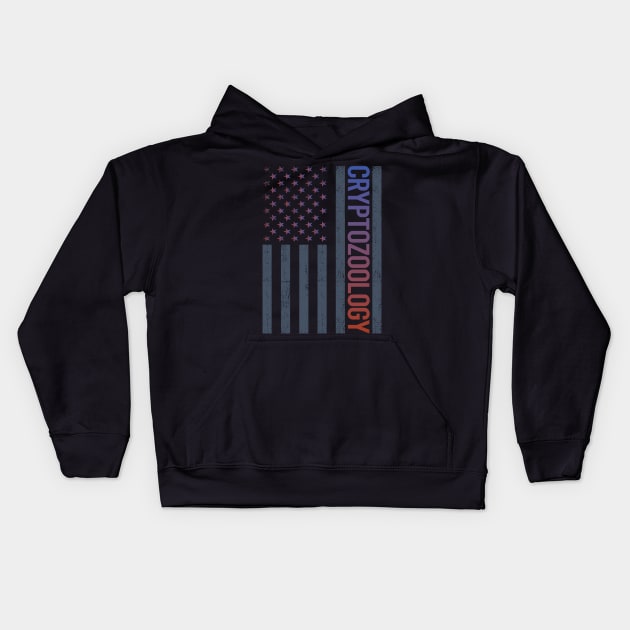 American Flag Cryptozoology Cryptid Cryptids Kids Hoodie by tyeshawalthous